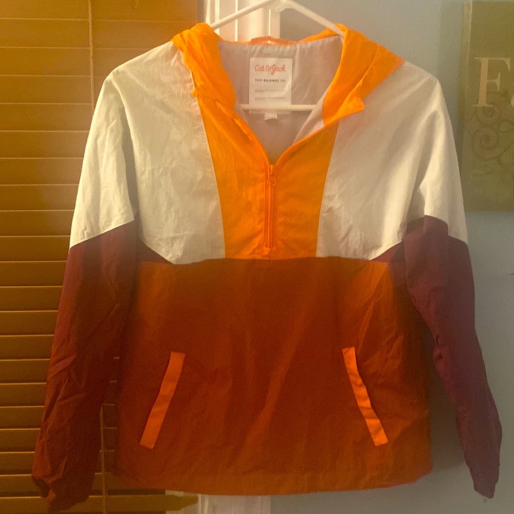 Boys Pullover Windbreaker w/Half-Zip and Hood (size L 12-14)